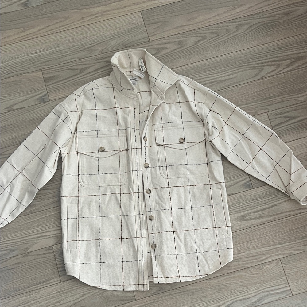 Madewell Cream Plaid Shirt Jacket